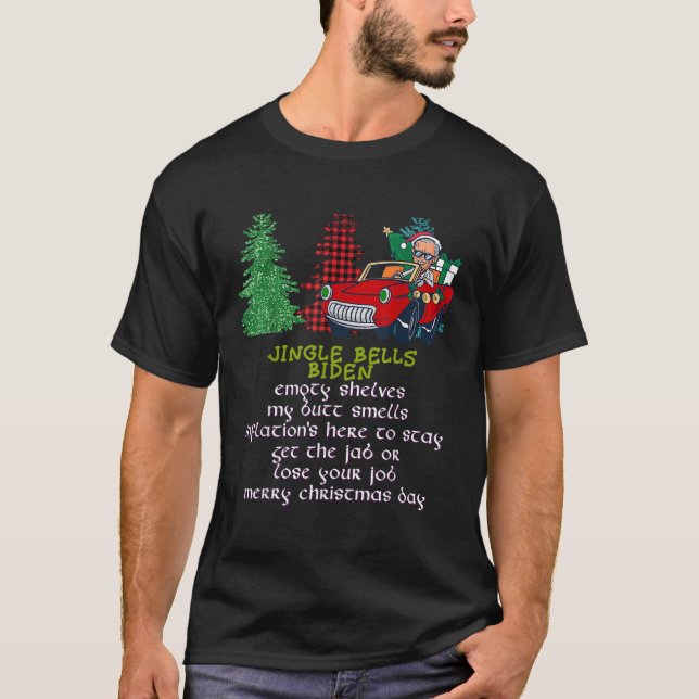 Jingle Bell Biden Xmas Santa Trump 3 Ugly Christma T-Shirt (Vorderseite)