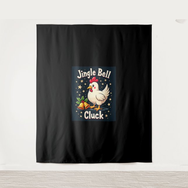 Jingle Bell Cluck Chicken Wandteppich (Vorderseite)