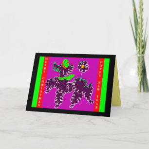 Jingle Bell French Poodle Faltkarte Karte