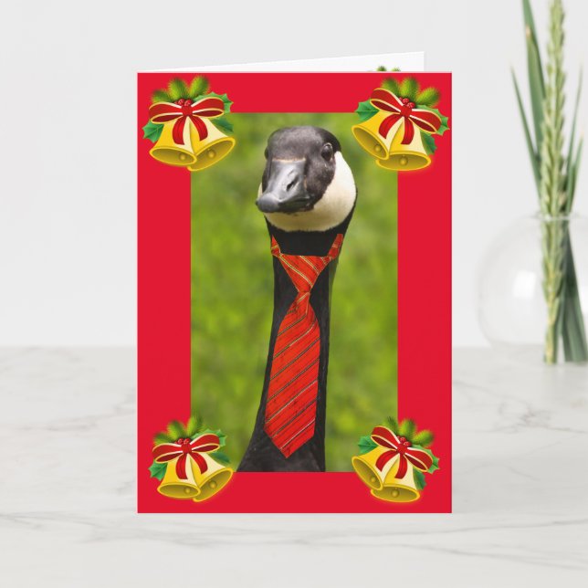 Jingle Bell Goose Christmas Feiertagskarte (Vorderseite)