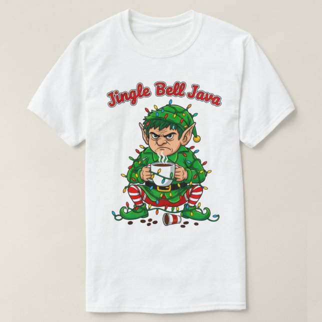 Jingle Bell Java Funny Elf Coffee Design T-Shirt (Design vorne)