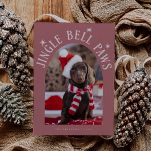 Jingle Bell Paws Dog Foto Pink Christmas Feiertagskarte