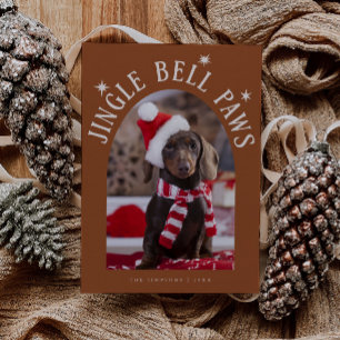 Jingle Bell Paws Dog Foto Terracotta Christmas Feiertagskarte