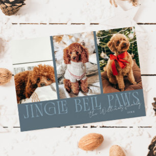 Jingle Bell Paws Weihnachts-Schieferblauer Hund Fo Feiertagskarte