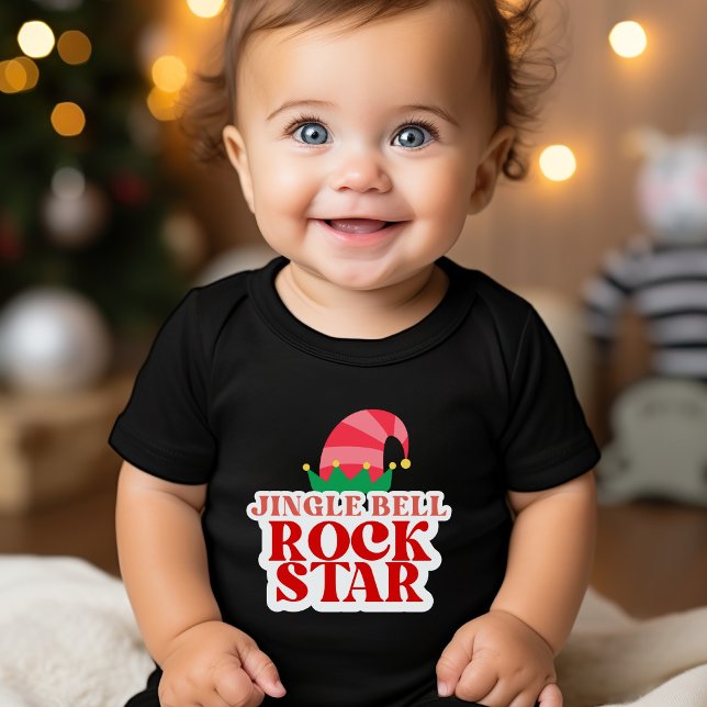 Jingle Bell Rock Star Black Christmas Kleinkind T-shirt (Von Creator hochgeladen)
