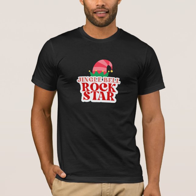 Jingle Bell Rock Star, Christmas Black T-Shirt (Vorderseite)