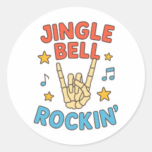 Jingle Bell Rockin Lustiger Skelett-Weihnachten Runder Aufkleber
