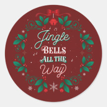 Jingle Bells All the way Christmas Stickers