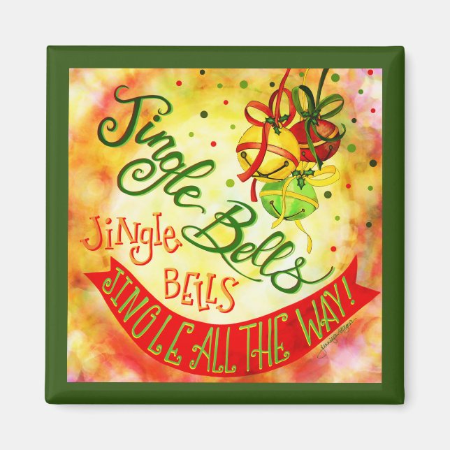 Jingle Bells All Way Festive Christmas Magnet (Vorne)