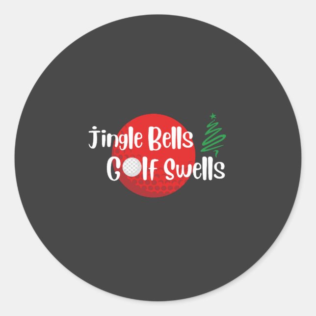 Jingle Bells and Golf Swells Runder Aufkleber (Vorderseite)