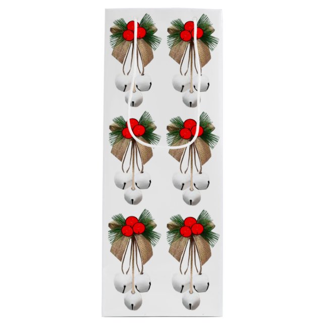 Jingle Bells and Holly Wrapping Paper Geschenktüte Für Weinflaschen (Vorderseite)