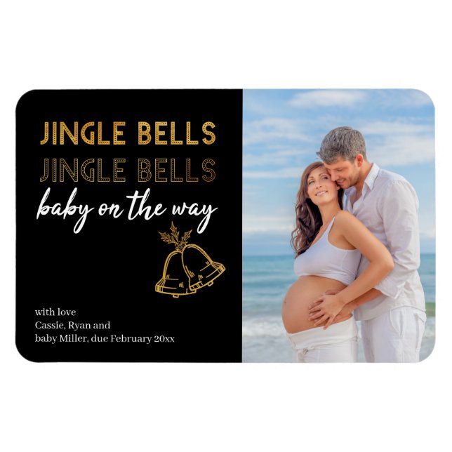 Jingle Bells Baby on the Winner Christmas Foto Magnet (Horizontal)