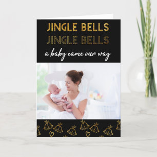Jingle Bells Black Gold Foto Neue Babys Feiertagskarte