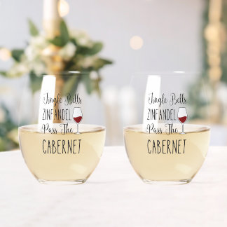 Jingle Bells & Cabernet Cheers Weinglas Ohne Stiel