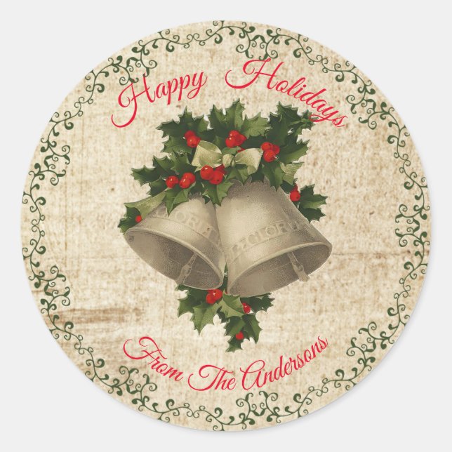 Jingle Bells Christmas Classic Round Sticker (Vorderseite)