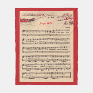 Jingle Bells Christmas Vintag Sheet Music Fleecedecke