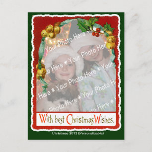 Jingle Bells Christmas wünscht Add-A-Foto-Rahmen Feiertagspostkarte