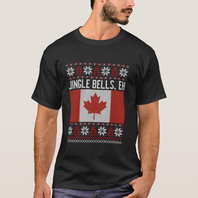 Jingle Bells eh Funny Canadian Ugly Sweater Christ T-Shirt (Vorderseite)