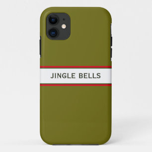 JINGLE BELLS Festive Olive Green Streifen Case-Mate iPhone Hülle