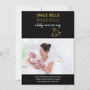 Jingle Bells Foto Feiertags Geburt Ankündigung