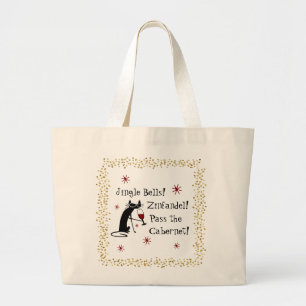 Jingle Bells Funny Christmas Wine Quote Jumbo Stoffbeutel