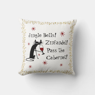 Jingle Bells Funny Christmas Wine Quote Kissen
