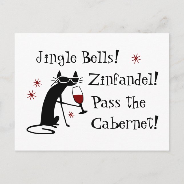Jingle Bells Funny Christmas Wine Quote Postkarte (Vorderseite)