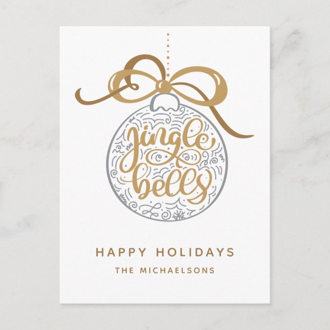 Jingle Bells | Happy Holidays Postkarte (Vorderseite)