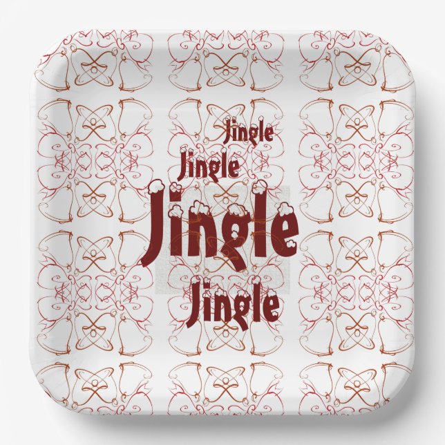 Jingle Bells Holiday Christmas Pappteller (Vorderseite)