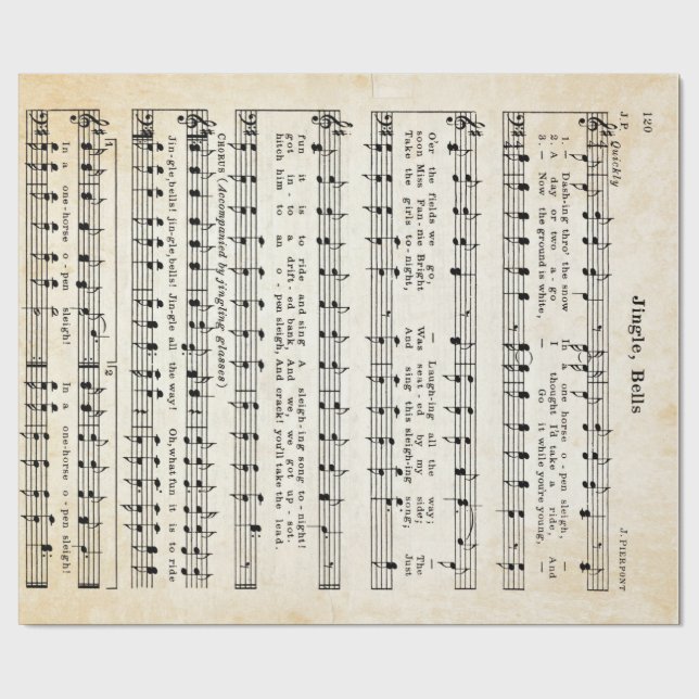 Jingle Bells Holiday Wrapping Paper 1850 Edition Geschenkpapier (Saum)