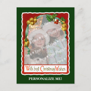 Jingle Bells Holiday wünscht Add-On-Any-Foto-Rahme Feiertagspostkarte