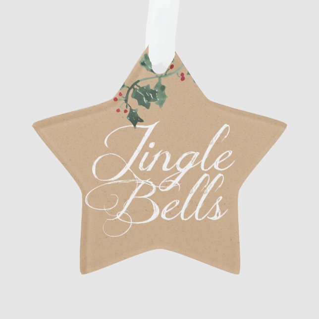 Jingle Bells Holly Holiday Acrylic Ornament (Rückseite)