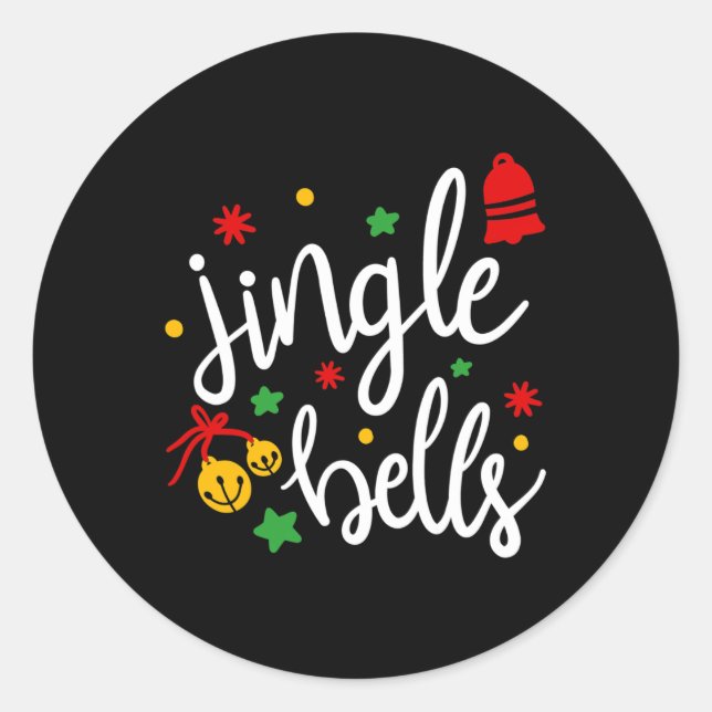Jingle Bells Jingle All The Way Xmas Weihnachtsges Runder Aufkleber (Vorderseite)