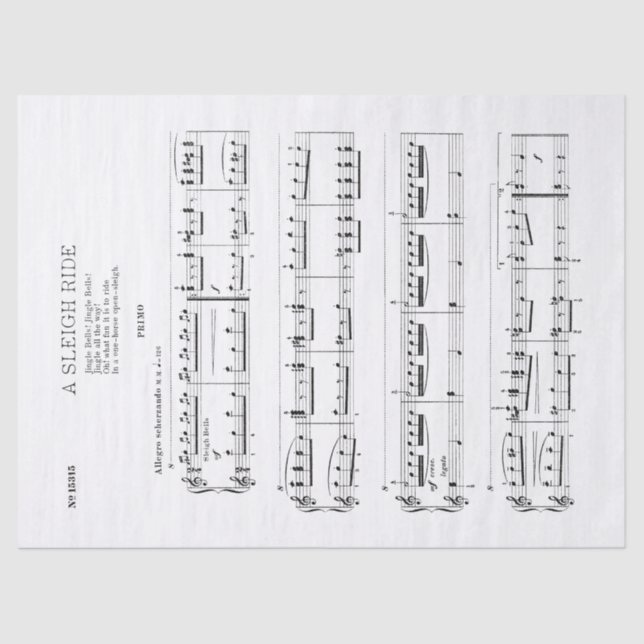 Jingle Bells Music Holiday Tissue Decoupage Seidenpapier (Vorderseite)