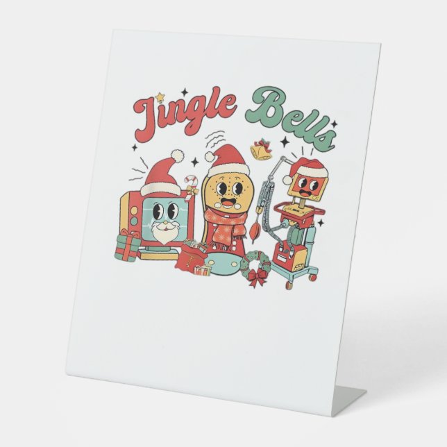 Jingle Bells Nurse, Christmas Nurse, Funny Weihnac Sockelschild (Vorderseite)