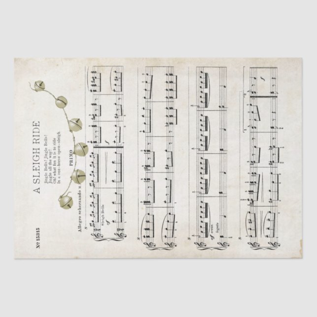 Jingle Bells on Aged Parchment with Gold Bells Seidenpapier (Vorderseite)