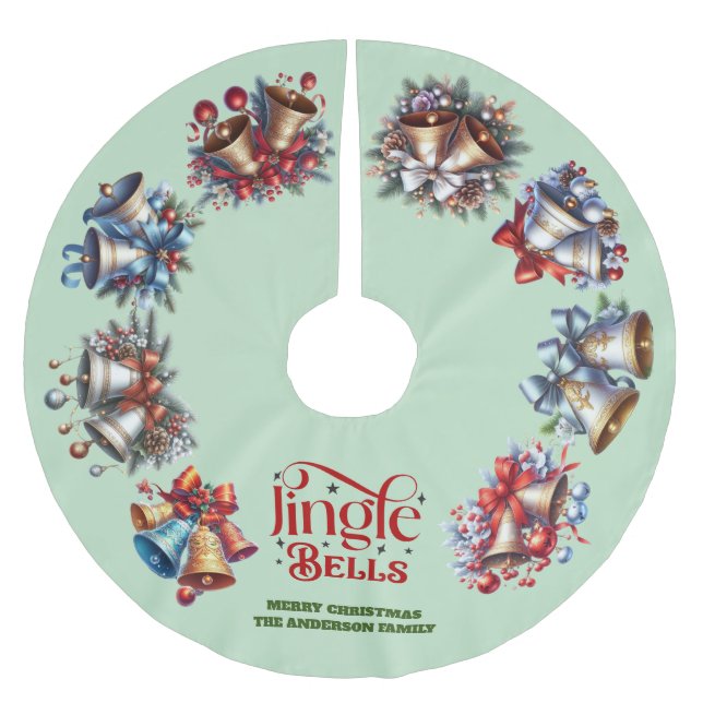 Jingle Bells Polyester Weihnachtsbaumdecke (Vorderseite)