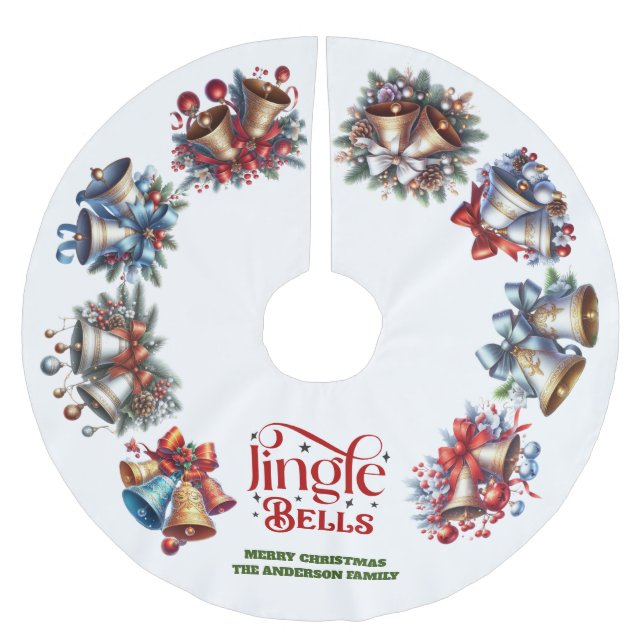 Jingle Bells Polyester Weihnachtsbaumdecke (Vorderseite)