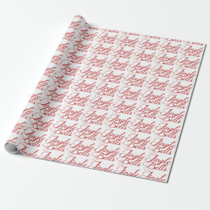 Jingle Bells Red Text Wrapper Paper Geschenkpapier