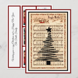 "Jingle Bells" Sheet Music Vintag 5 Foto Feiertagskarte