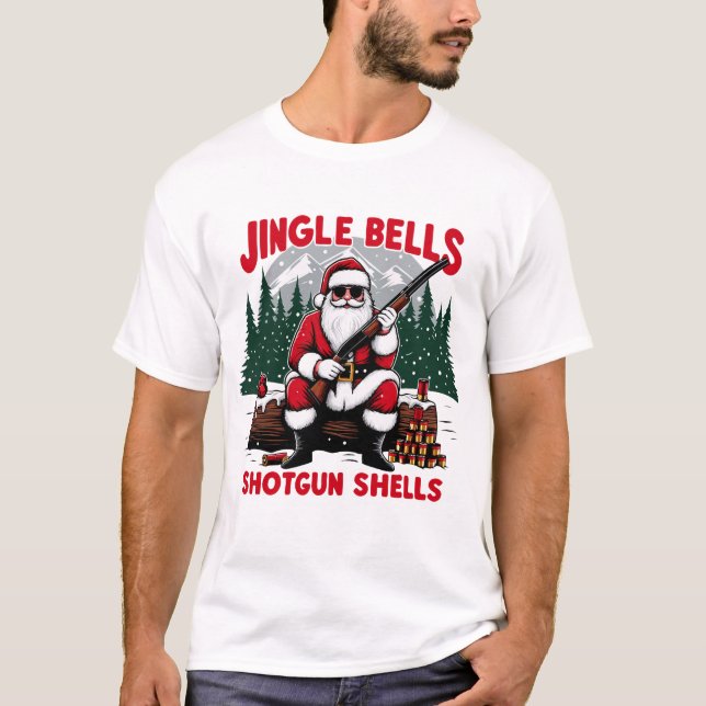 Jingle Bells Shotgun Muscheln Weihnachtsfest T-Shirt (Vorderseite)