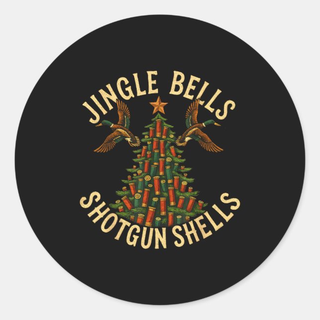 Jingle Bells Shotgun Shells Funny Hunting Christma Runder Aufkleber (Vorderseite)