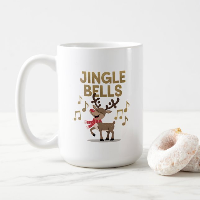 Jingle Bells Singing Reindeer Kaffeetasse (Mit Donut)