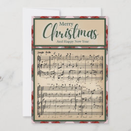 Jingle Bells Vintag Red Buffalo Karierte Weihnacht Feiertagskarte