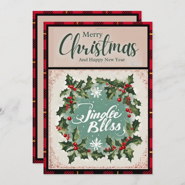 Jingle Bells Vintag Red Buffalo Karo Weihnachten (Vorne/Hinten)