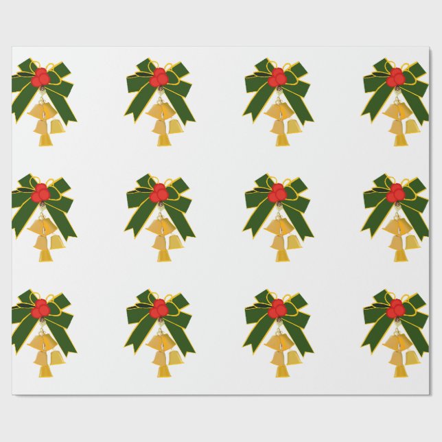 Jingle Bells White Wrapping Paper Geschenkpapier (Flach)
