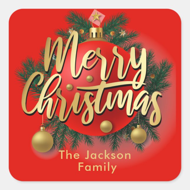 Jingle Bells Winter Snowflags Christmas Holiday Quadratischer Aufkleber (Vorderseite)