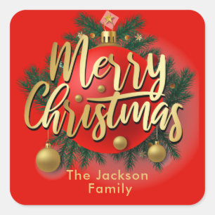 Jingle Bells Winter Snowflags Christmas Holiday Quadratischer Aufkleber