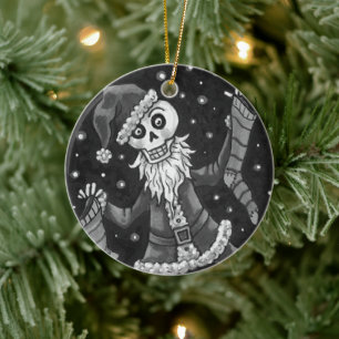 JINGLE BONES SANTA, URLAUB SKELETON & STRUMPFS KERAMIK ORNAMENT