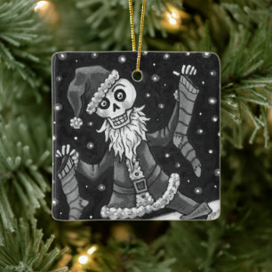 JINGLE BONES SANTA, URLAUB SKELETON & STRUMPFS KERAMIKORNAMENT